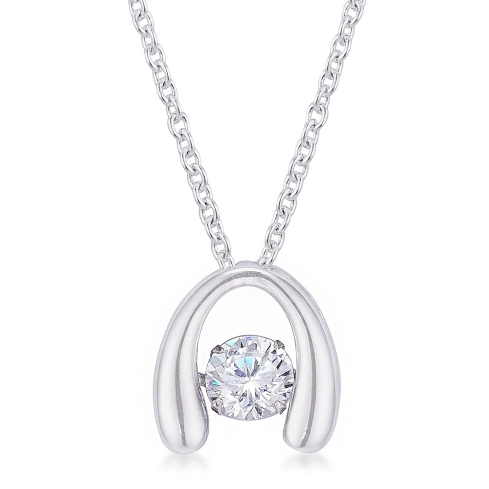 .85Ct Rhodium Plated Horseshoe Dancing Pendant